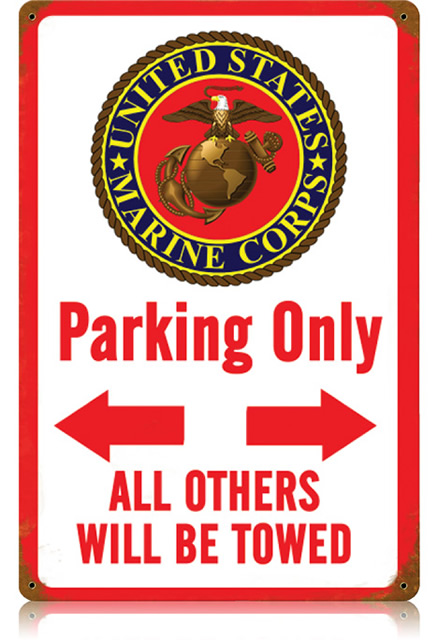 "US Marine Corp Parking Only" Vintage Metal Sign